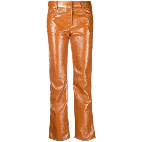 MSGM Vegan Leather Straight Leg Trousers Size XS NWT - Picture 1 of 11